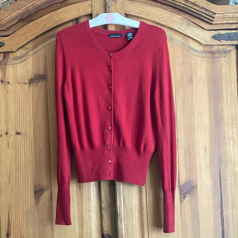 Nwot Victoria’s Secret Moda International Cherry Red Silk And Cashmere Cardigan